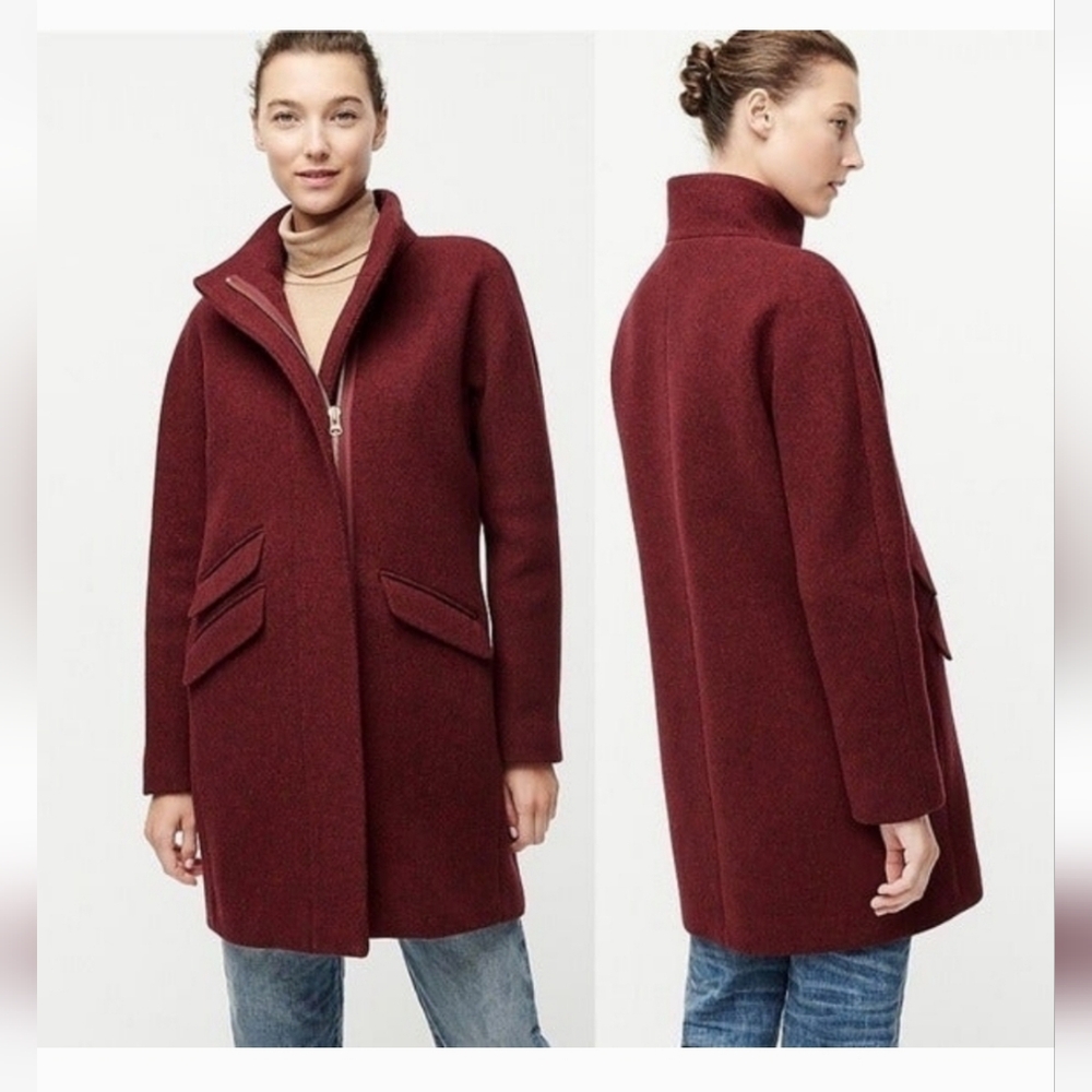 J.Crew Nelo Gori Italian Wool Stadium Cocoon Burgundy Coat